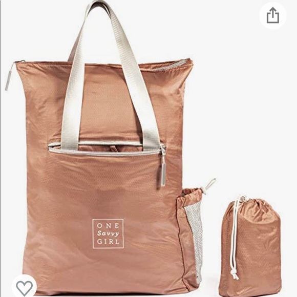 One Savvy Girl Foldable Backpack Rose Gold - Picture 1 of 6